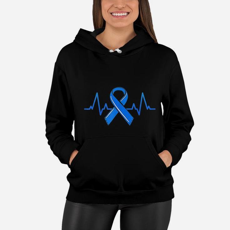 Als Heartbeat Family Blue Ribbon Awareness Warrior Gift Women Hoodie