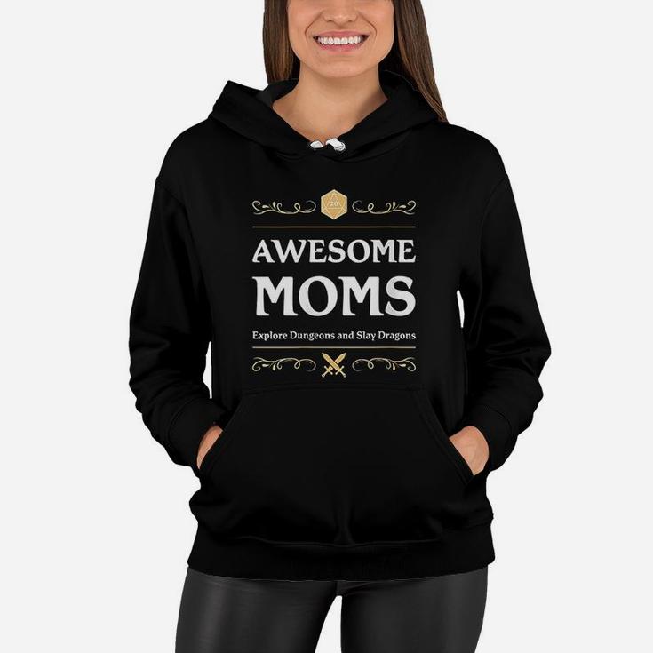 Awesome Moms Explore Dungeons D20 Dice Tabletop Rpg Gamer Women Hoodie