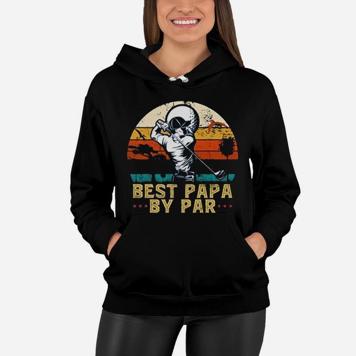- Best Papa By Par Funny Golf Dad Vintage Sunset Humor Women Hoodie