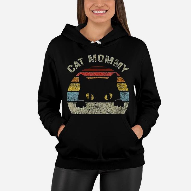 Cat Mommy Women Vintage Retro Black Cats Mom Mothers Day Women Hoodie