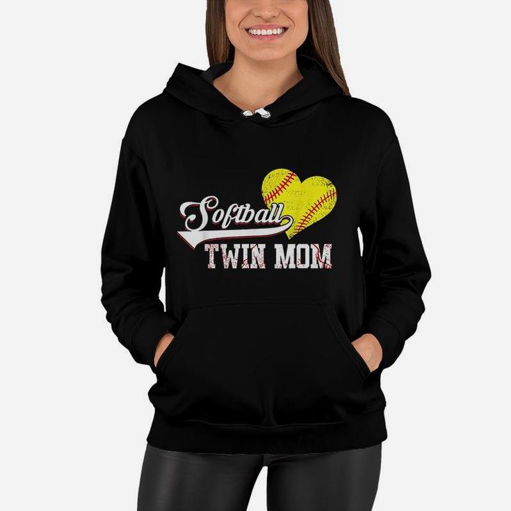 Family Softball Player Gifts Softball Twin Mom Women Hoodie