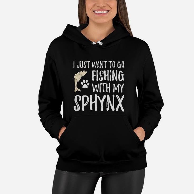 Fishing Sphynx For Boating Cat Mom Or Cat Dad Women Hoodie