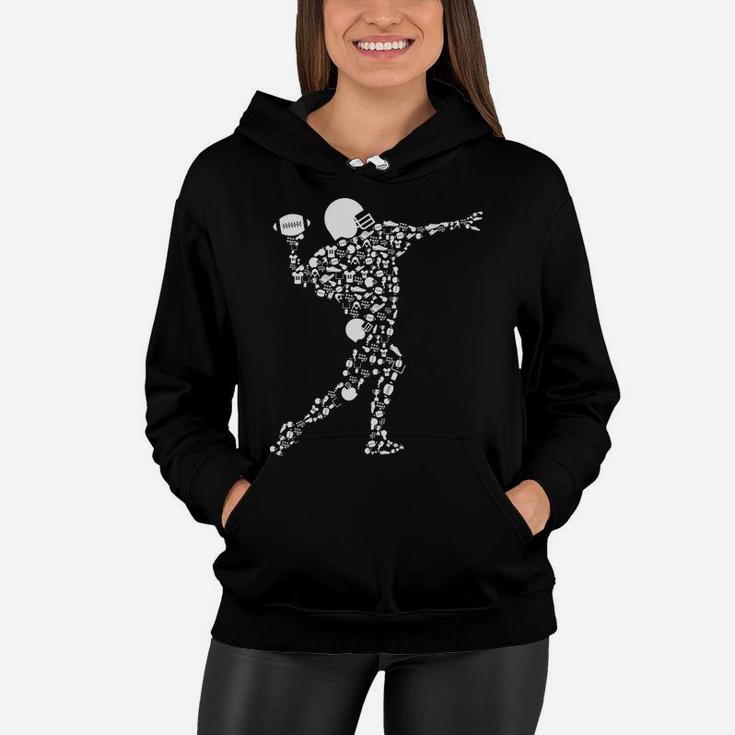 Football Player Doodle Football Elements Funny Gift Women Hoodie