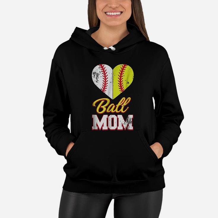 Funny Softball Mom Ball Mom Softball Baseball Women Hoodie