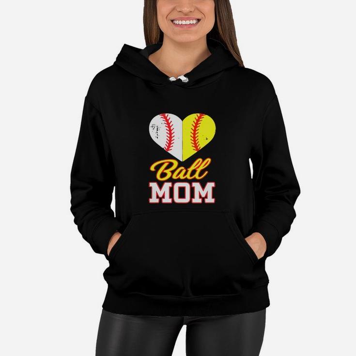 Funny Softball Mom T-shirt Ball Mom Softball Baseball  Women Hoodie