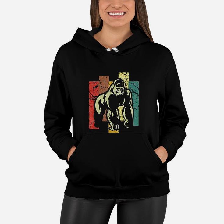 Gorilla Retro 70s Vintage Animal Lover Art Women Hoodie