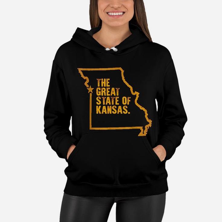 Great State Of Kansas Vintage Missouri Map Funny Women Hoodie