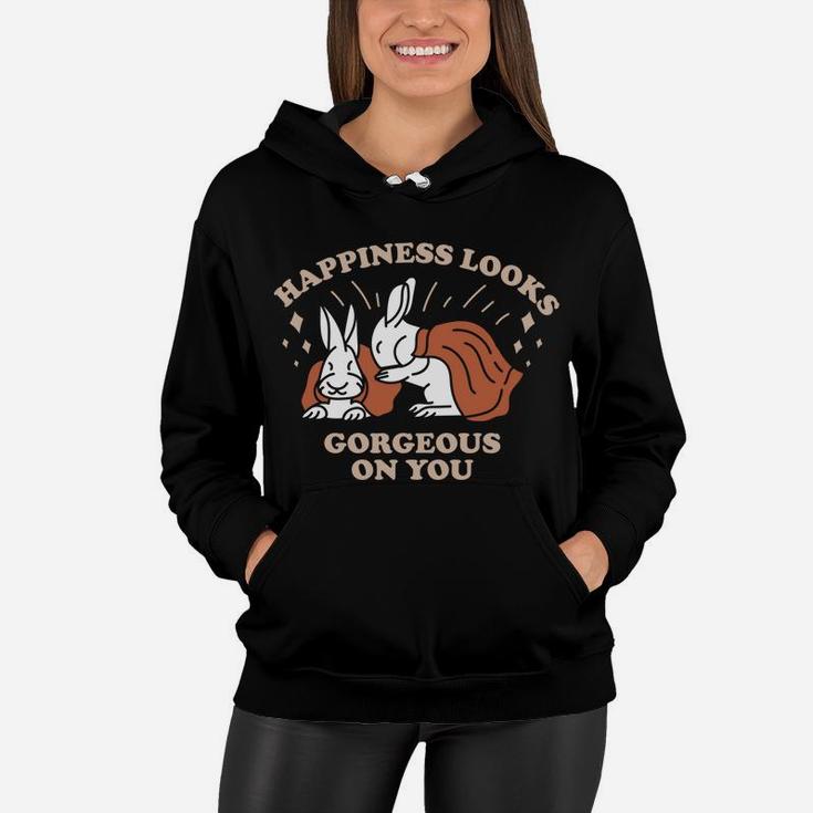 Happiness Looks Gorgeous On You Love Rabbit Couple Women Hoodie