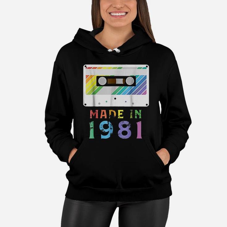 Made In 1981 Funny Retro Vintage Neon Gift Women Hoodie