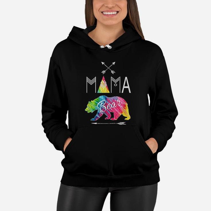 Mama Bear Tie Dye Matching Family Vacation And Camping Cool Women Hoodie