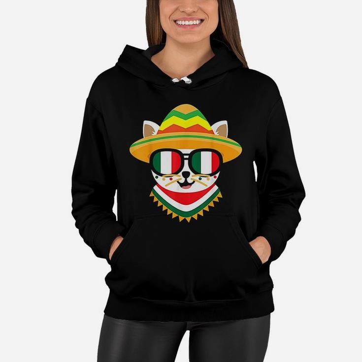 Mexican Cat Funny Taco Cinco De Mayo Cat Mom Women Hoodie