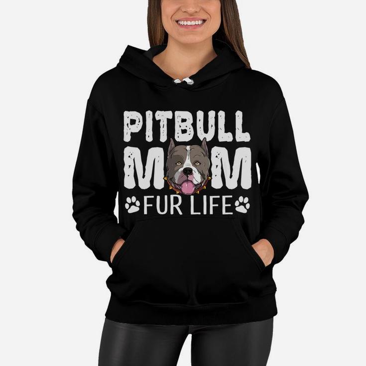 Pitbull Mom Fur Life Funny Dog Mothers Day Pun Cute Women Hoodie