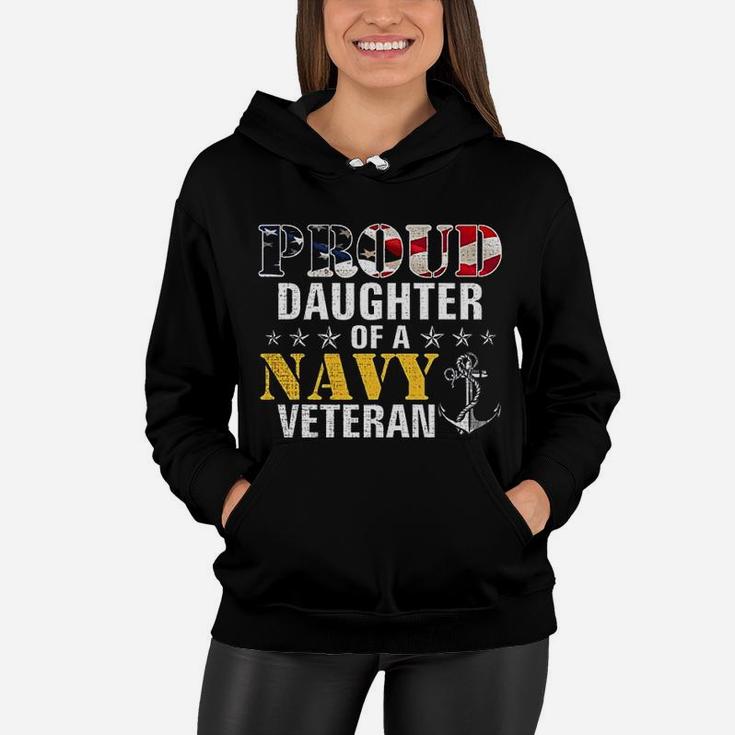 Proud Daughter Of A Navy Veteran American Flag Military Gift Women Hoodie