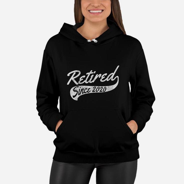Retired Since 2020 Funny Vintage Retro Retirement Gift Women Hoodie