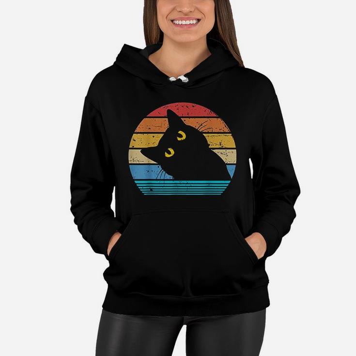 Retro Black Cat Lover Vintage Style Cats Cute Kitty Gift Women Hoodie