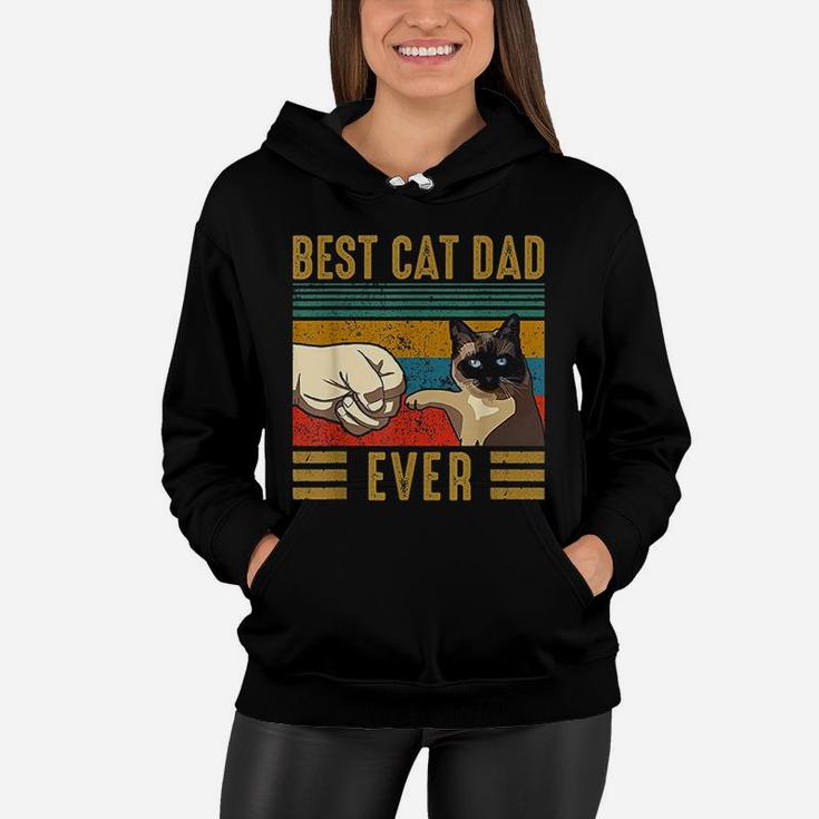 Retro Vintage Best Cat Dad Ever Fathers Day Siamese Cat Gift Women Hoodie