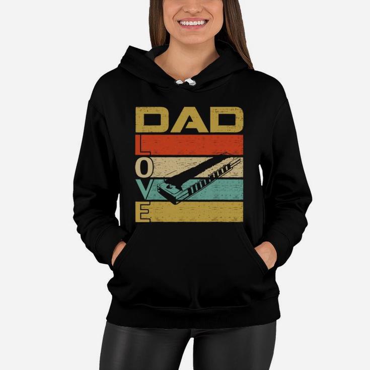 Retro Vintage Dad Love Harmonica Fathers Day Shirt Women Hoodie