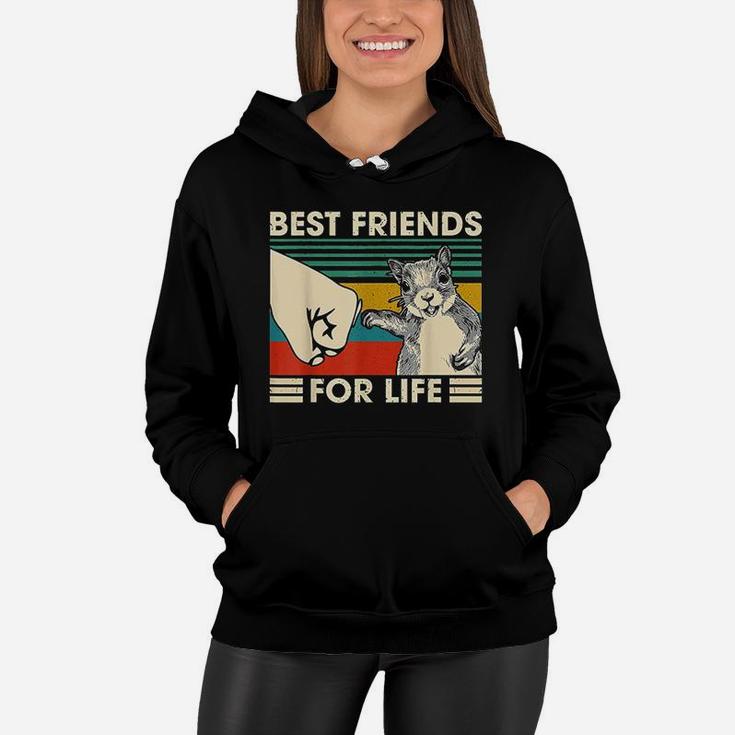 Retro Vintage Squirrel Best Friend For Life Fist Bump Women Hoodie