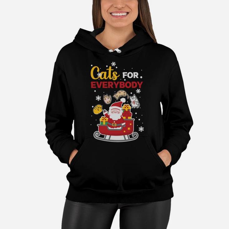 Santa Claus Giving Cats For Everybody Christmas Cat Lovers Women Hoodie
