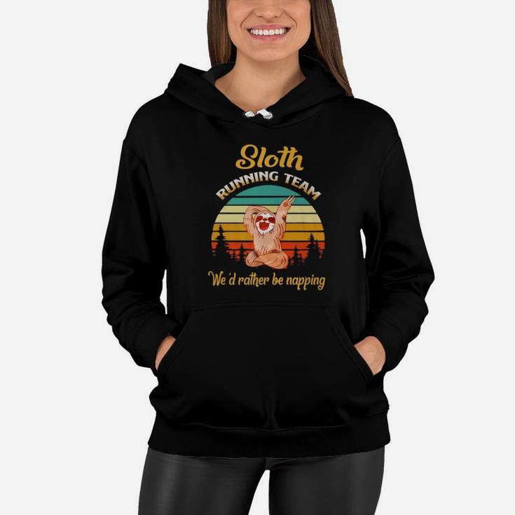 Sloth Running Team Wed Rather Be Napping Vintage Women Hoodie
