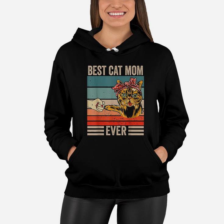 Vintage Best Cat Mom Ever Bump Fist Mothers Day Gifts Women Hoodie