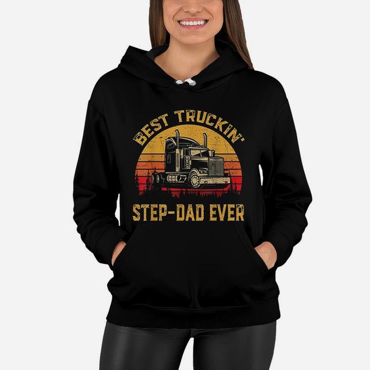 Vintage Best Truckin Stepdad Ever Retro Women Hoodie