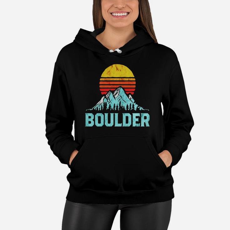 Vintage Boulder, Colorado Retro Distressed Mountains Tee Women Hoodie
