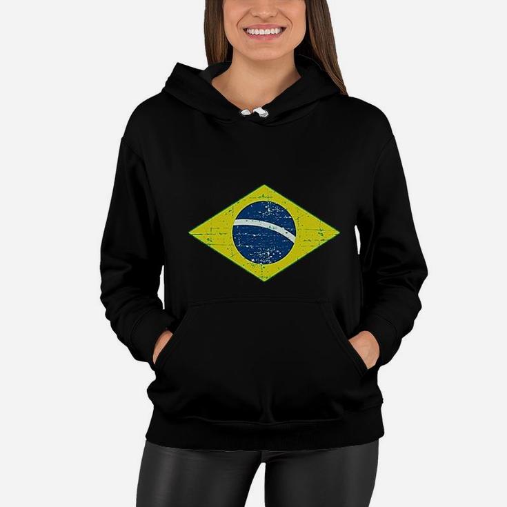 Vintage Brazil Flag Retro Style Brazilian Women Hoodie