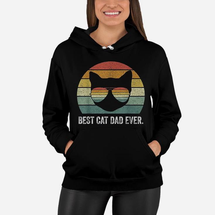 Vintage Retro Best Cat Dad Ever Funny Cat Dad Father Women Hoodie