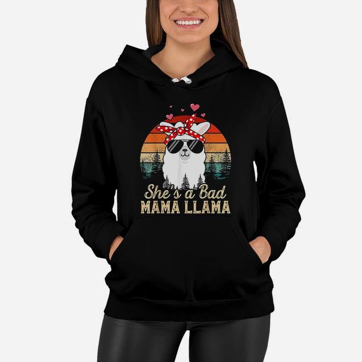 Vintage Sunset Shes A Bad Mama Llama Funny Mother Days Women Hoodie