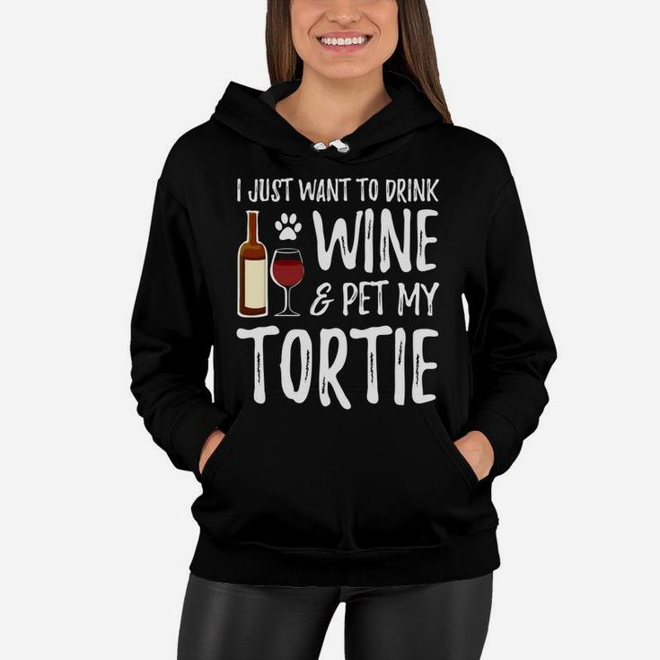 Wine And Tortie For Tortie Cat Mom Women Hoodie