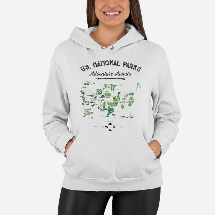 62 National Parks Map Gifts Us Park Vintage Camping Hiking Women Hoodie