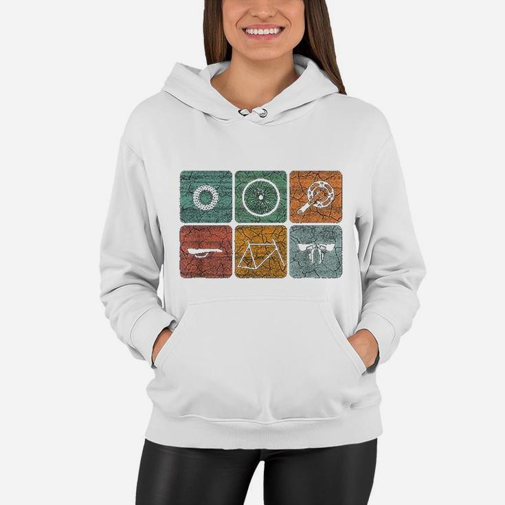 Biking Cycling Vintage Bicycle Parts Cyclist Gifts Women Hoodie