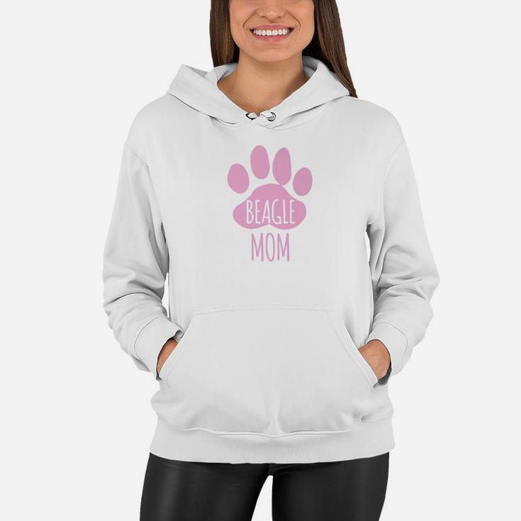 Funny Beagle Dog Mom For Puppy Owner Cute Paw Pink Women Hoodie