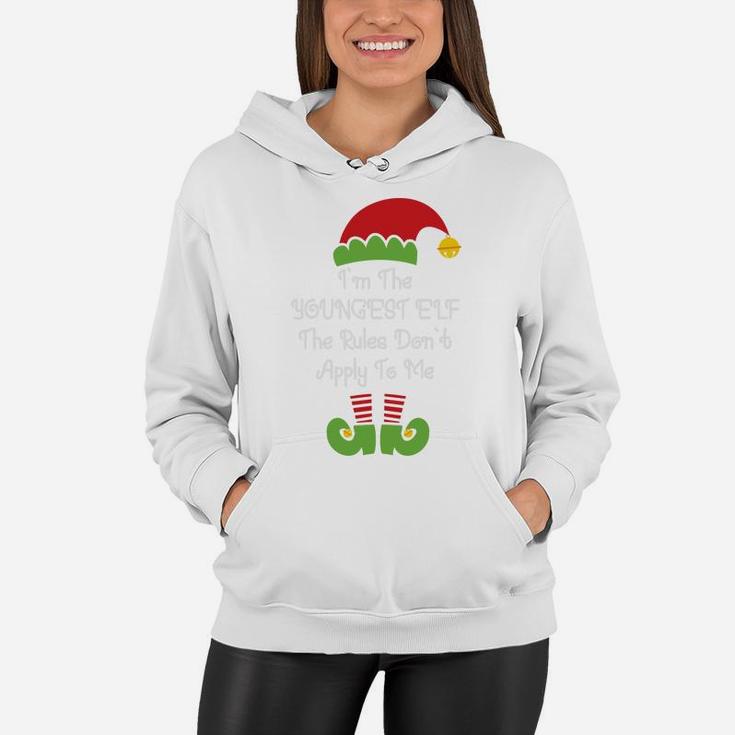 I Am The Youngest Elf The Rules Dont Apply To Me Family Matching Christmas Women Hoodie