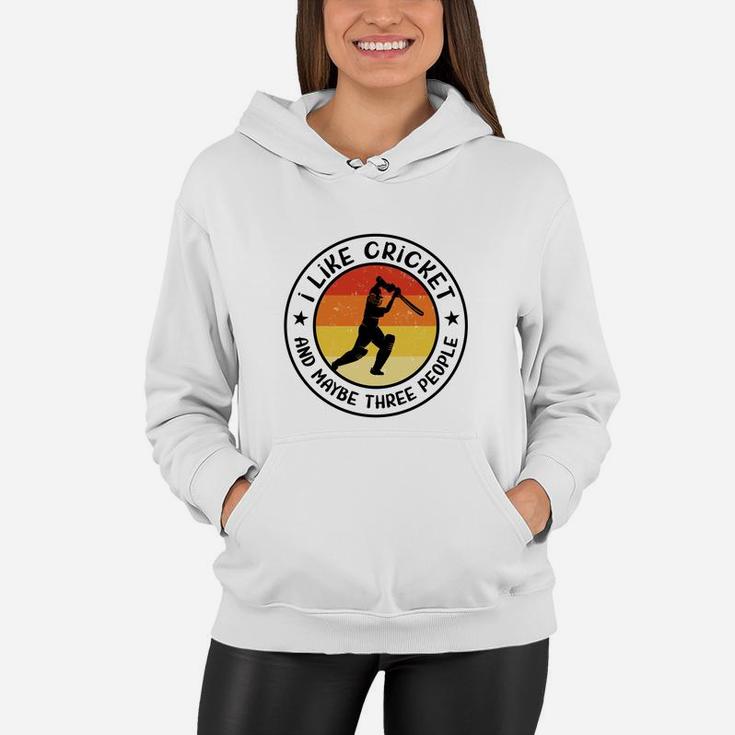I Like Cricket And Maybe Three People Cricket Retro Sunset 70s Vintage Women Hoodie