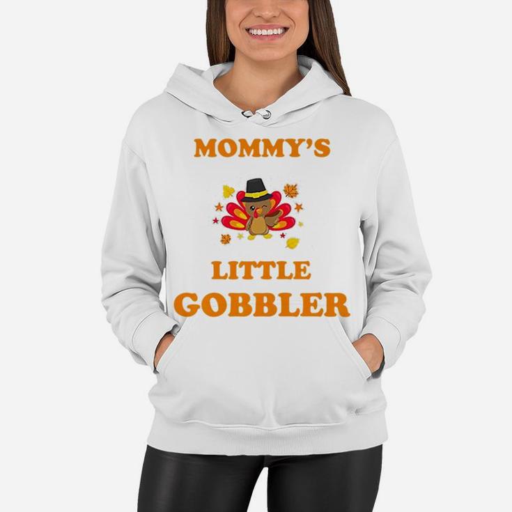 Kids Thanksgiving Mommys Little Gobbler Cute Kids Women Hoodie