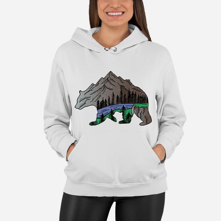 Mountain Bear Lover Distressed Gift For Mama Papa Women Hoodie