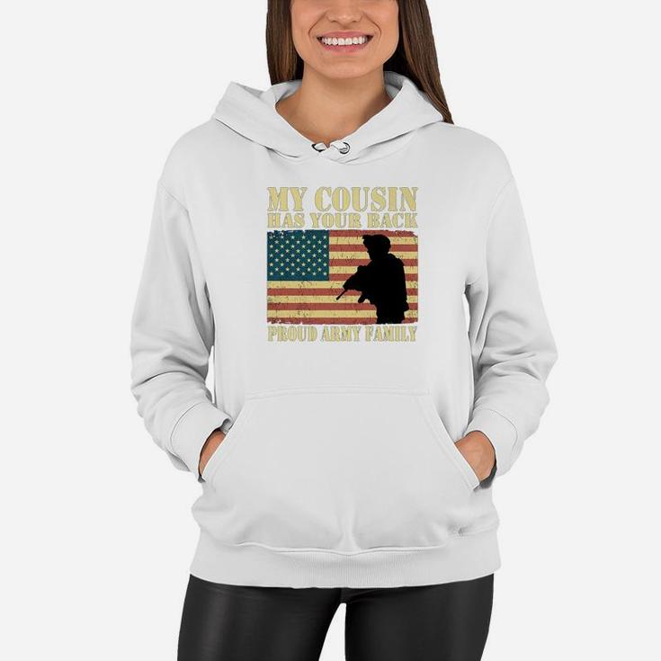 My Cousin Has Your Back Proud Army Family Us Flag Gift Women Hoodie