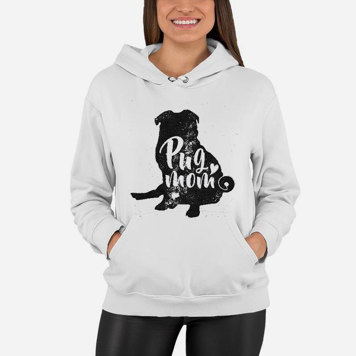 Pug Mom Funny Gift For Dog Mom Pet Owner Lover Vintage Graphic Women Hoodie