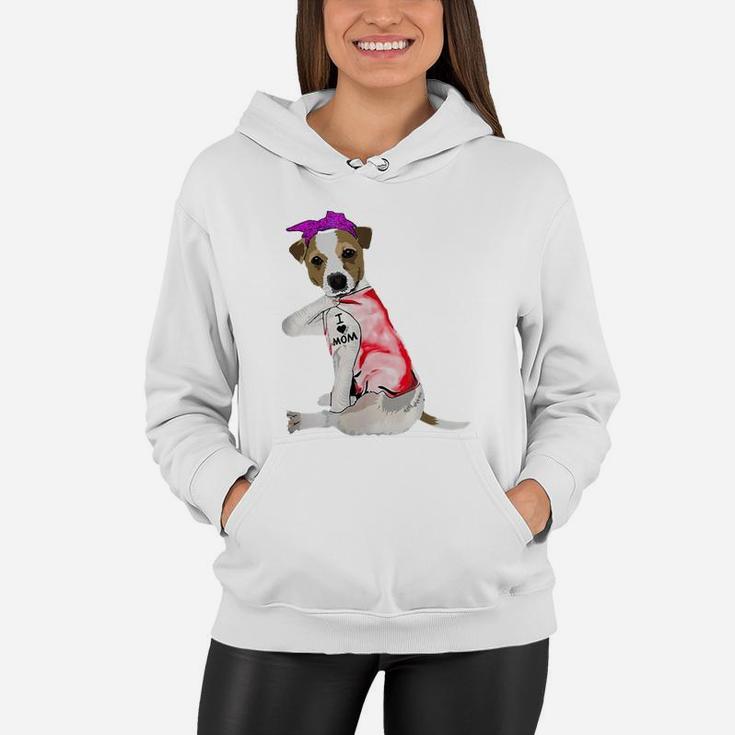 Women Gifts Jack Russell Terrier Dog Tattoo I Love Mom Women Hoodie
