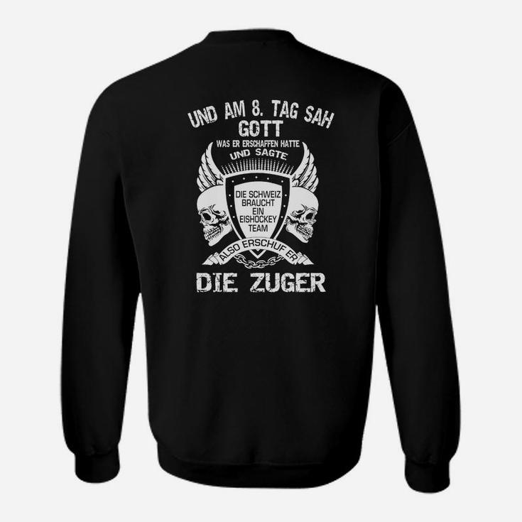 Am 8. Tag schuf Gott die Zuger Sweatshirt, Schwarzes Tee mit Totenkopf