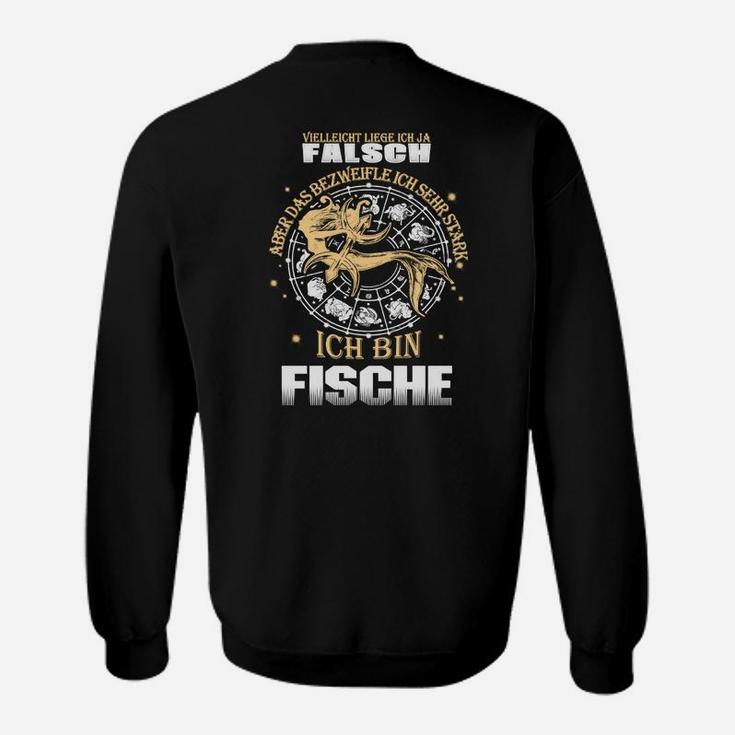 Fische Sternzeichen Sweatshirt Schwarz mit Spruch und Grafik, Astrologie Tee