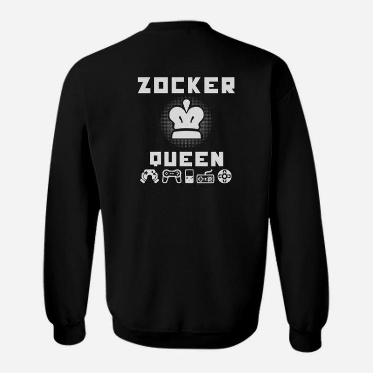 Gamer Queen Damen Sweatshirt, Schwarzes mit Spielersymbolen