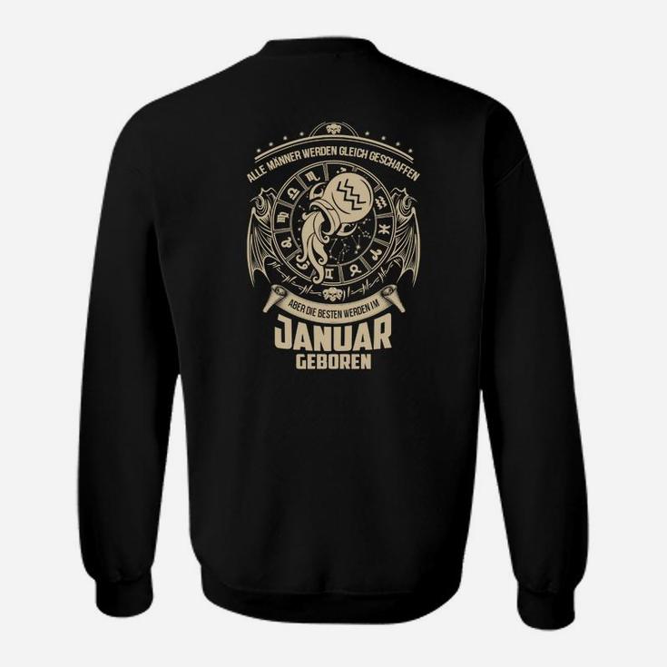 Januar Geboren Viking Sweatshirt, Schwarzes Geburtsmonats-Design