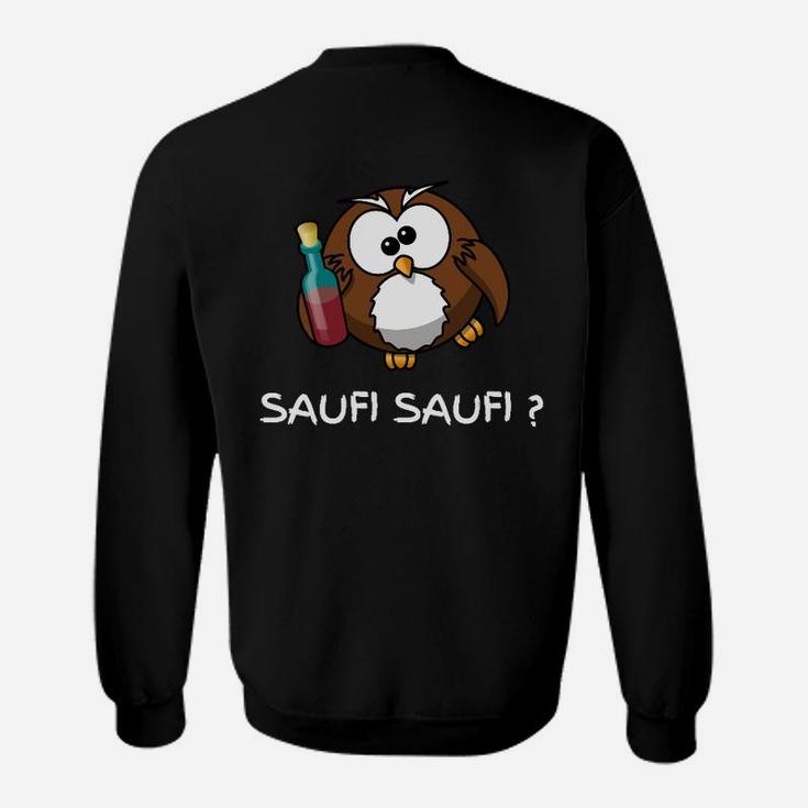 Lustiges Eulen-Motiv Sweatshirt Saufi Saufi mit Flaschen-Design für Partys