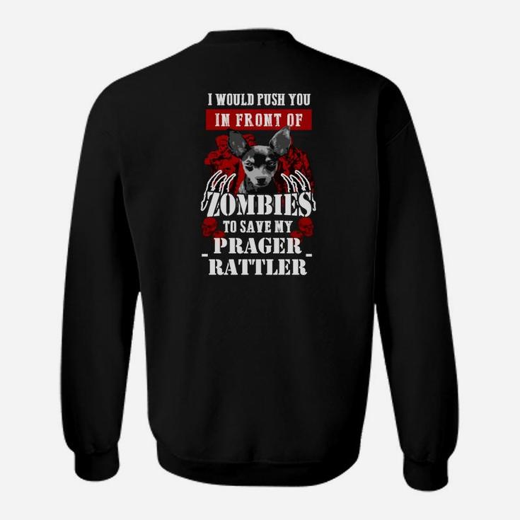 Lustiges Zombie-Hunde Sweatshirt, Prager Rattler Motiv