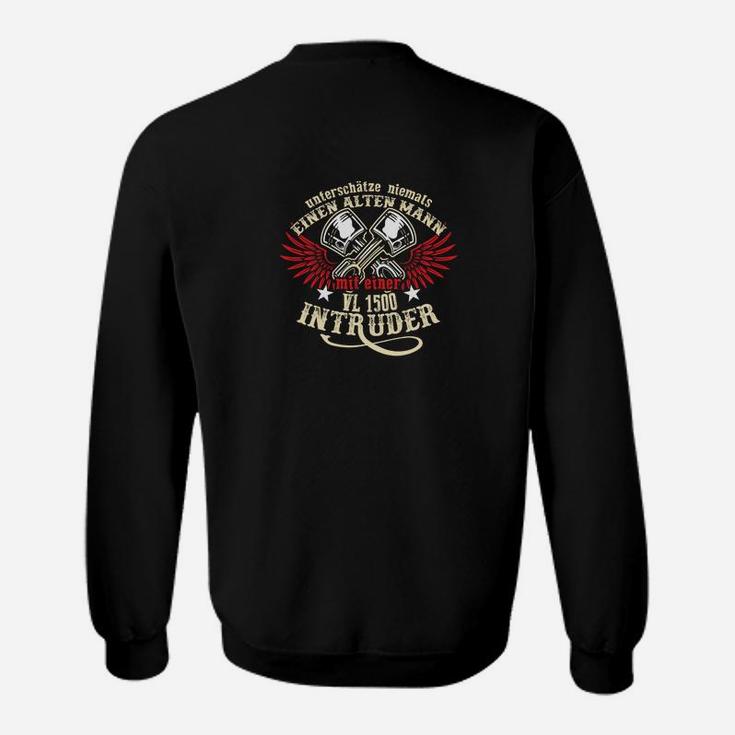 Motorrad-Enthusiasten Sweatshirt Intruder Emblem, Schwarzes Design für Biker