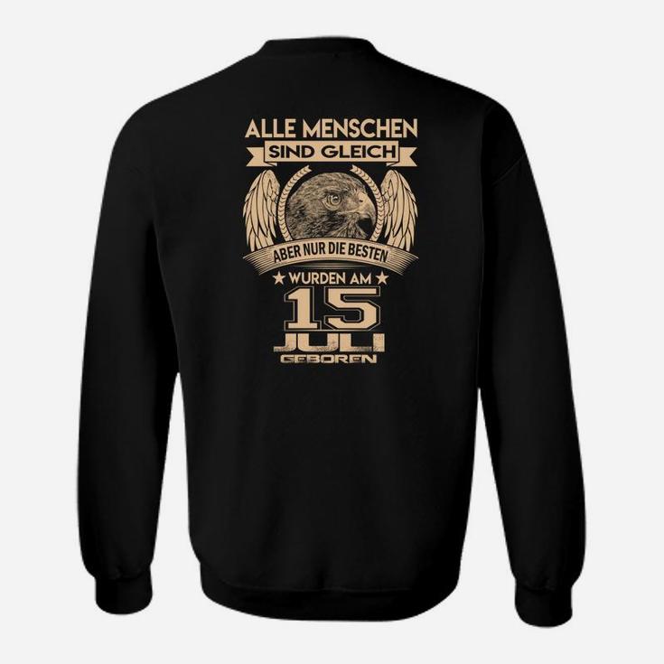 Schwarzes Adler-Geburtstags-Sweatshirt Individuelles Datum 15. Juli Tee