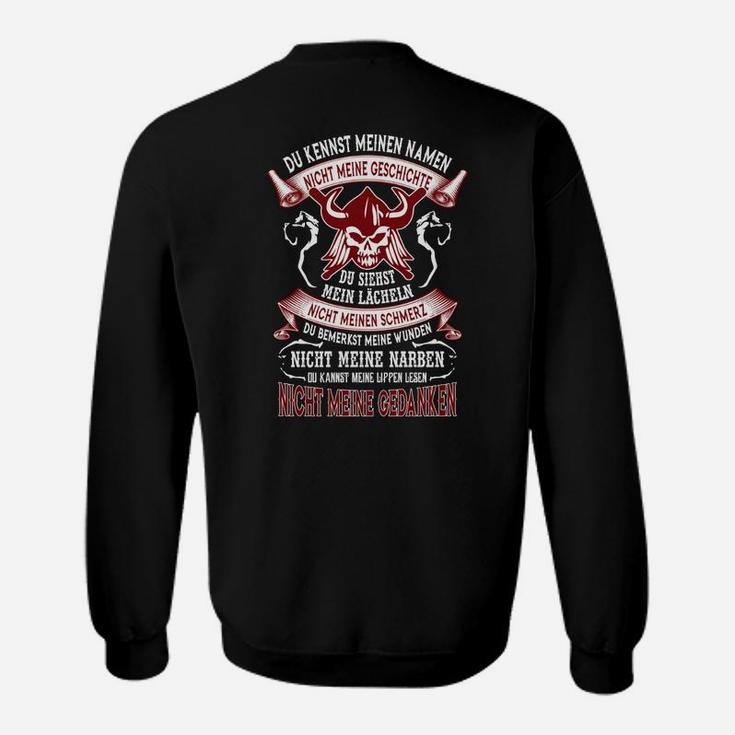 Schwarzes Herren-Sweatshirt Du kennst meinen Namen, nicht meine Geschichte